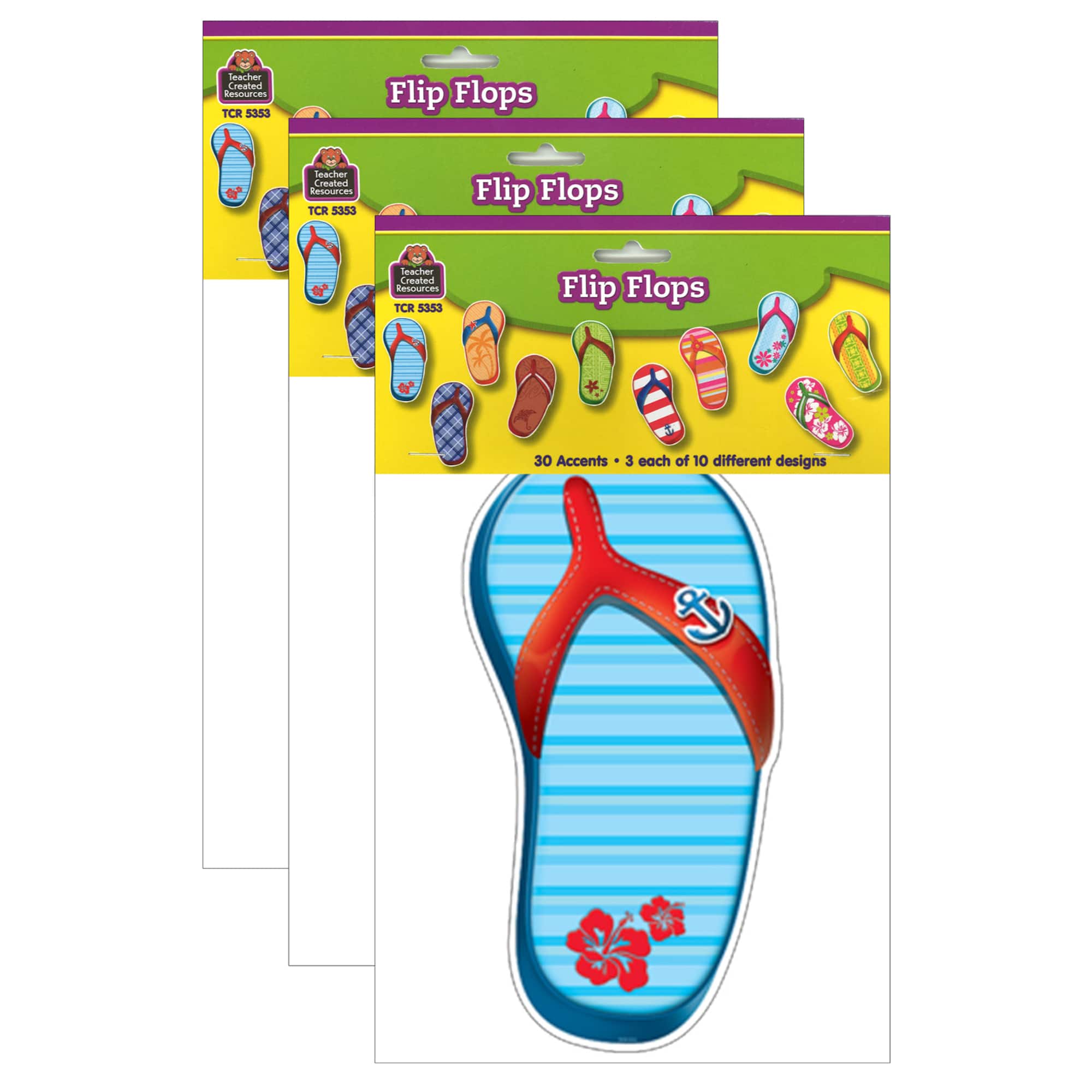 Teacher Created Resources® Flip Flop Accents, 3 Packs of 30